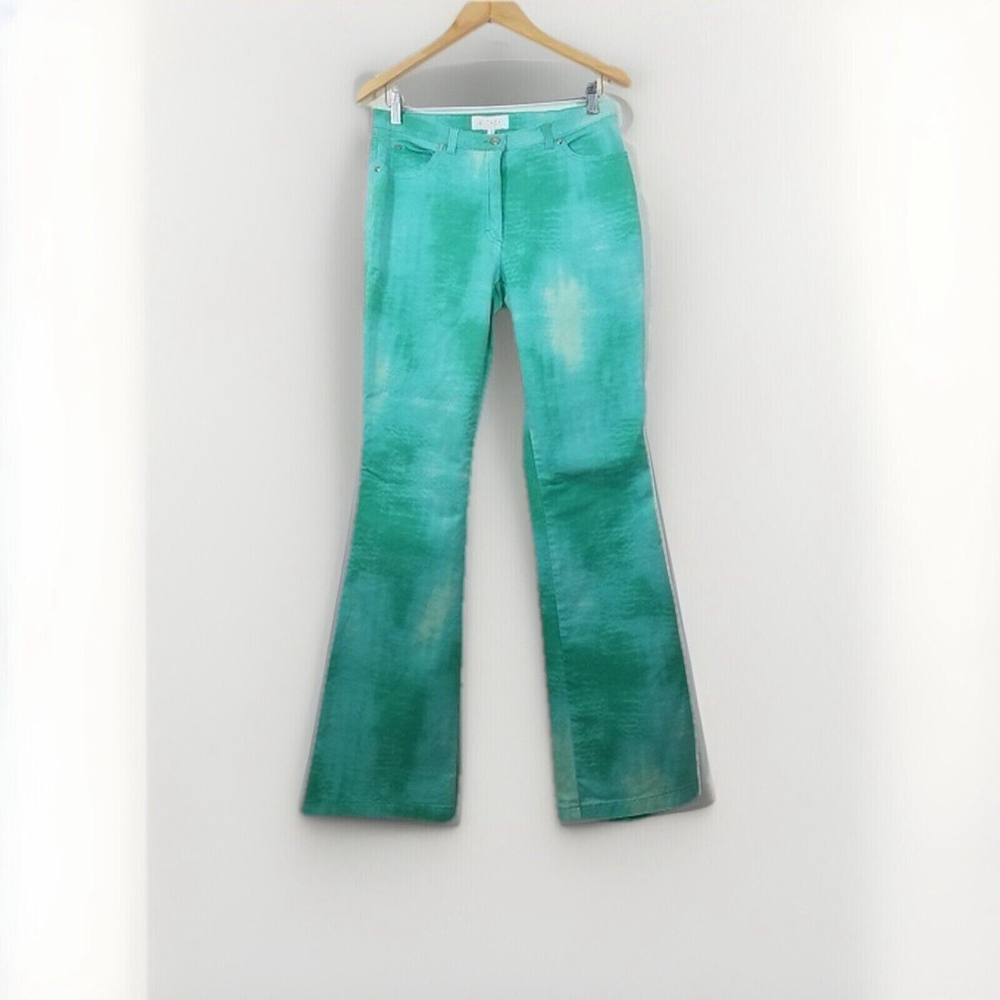 Escada Flare Leg Jeans Women’s Size 40 (8 M ) Mint Green White 5 Pocket